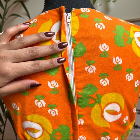 Vintage Malia Honolulu Orange Floral Sundress - Picture 6 of 8
